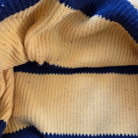 Vintage Izod Men's Sweater XL Navy Blue Yellow Heavyweight Cotton Cozy Cabincore - Picture 9 of 9